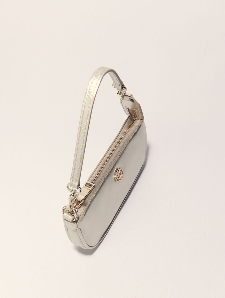Metallic leather Sarah clutch bag