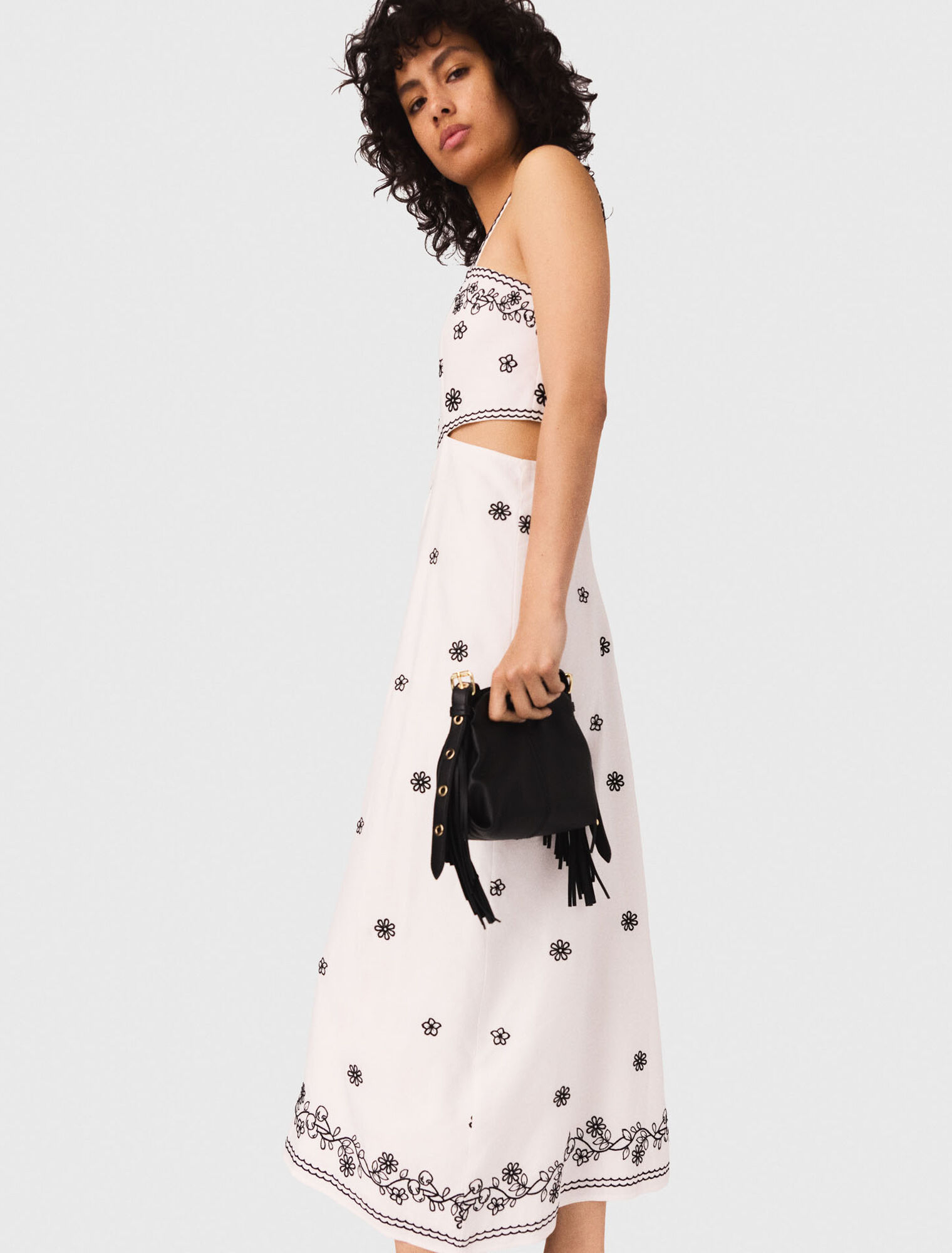 Embroidered cut-out maxi dress