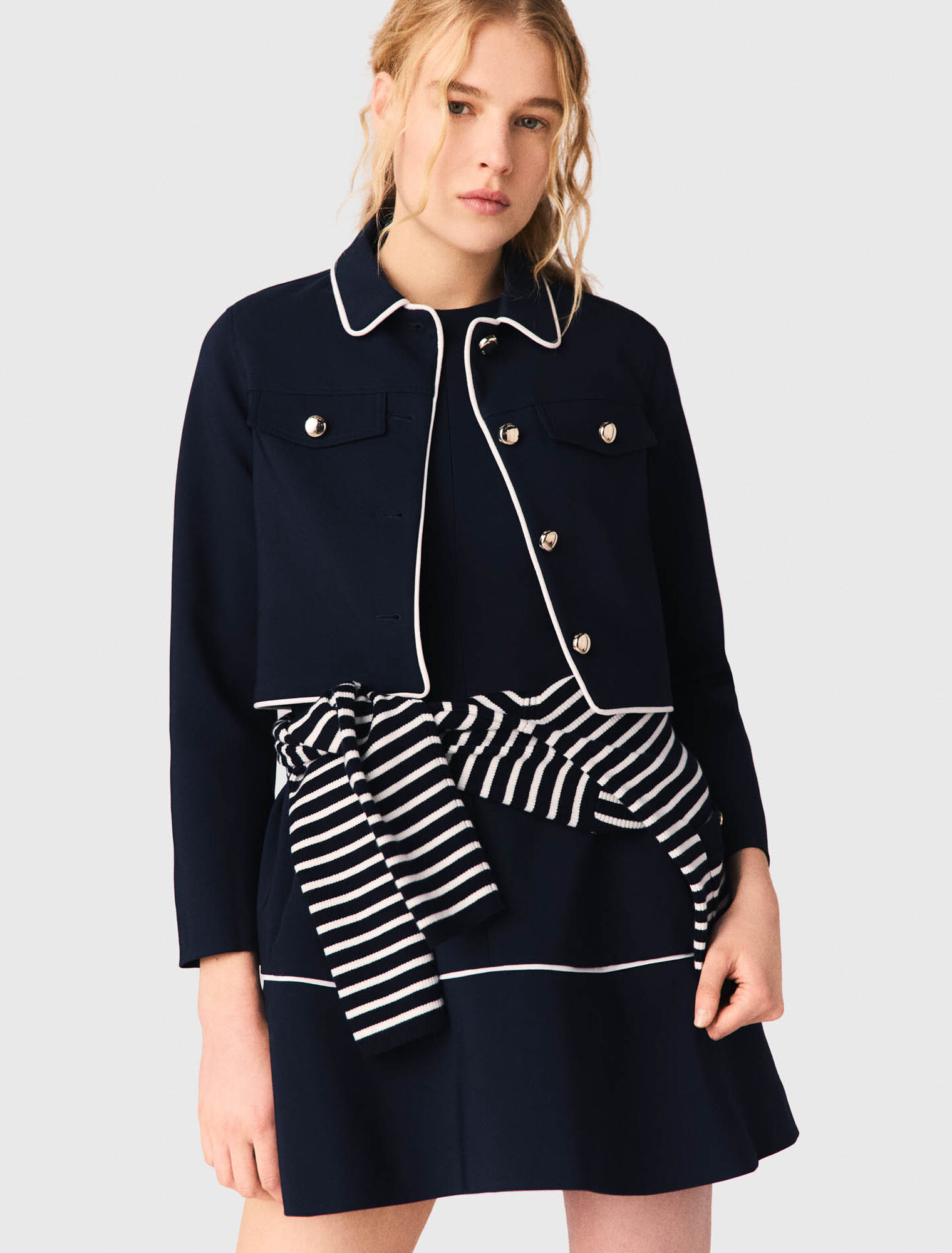 Short jacket with contrast trim