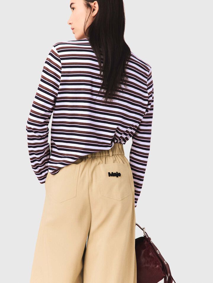 Wide-leg cotton trousers