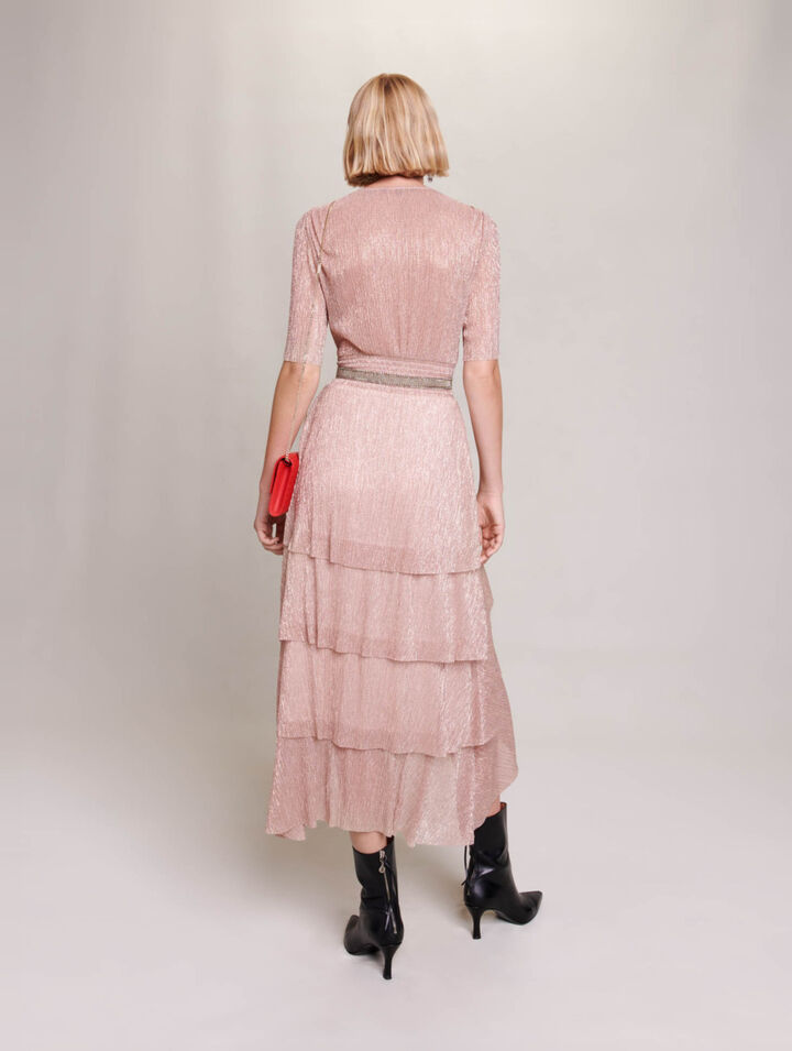 Long ruffled lamé dress