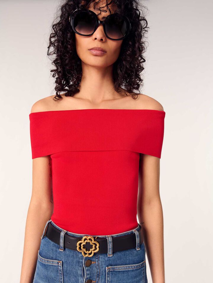 Leather belt with Clover logo