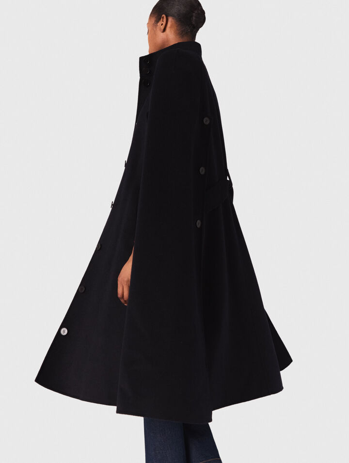 Long double-faced coat with cape