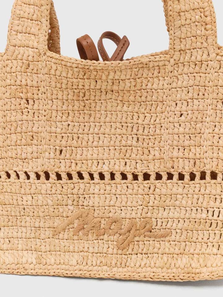 Natural raffia mini shopping bag