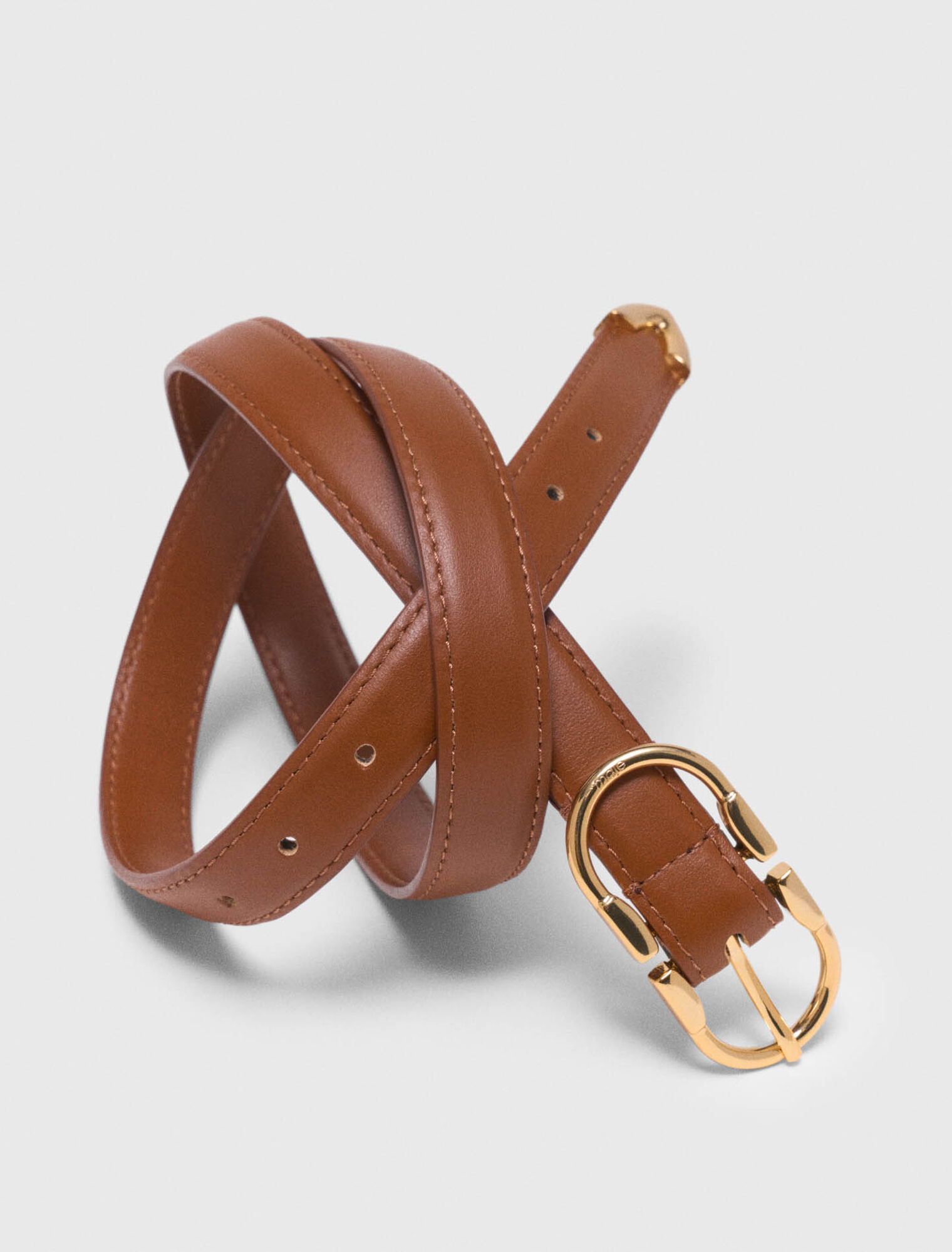 Double-buckle leather belt