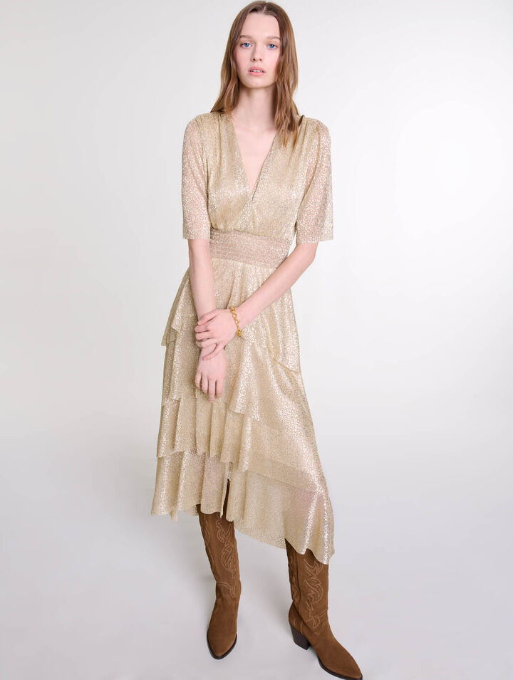Shimmer dress with ruffles