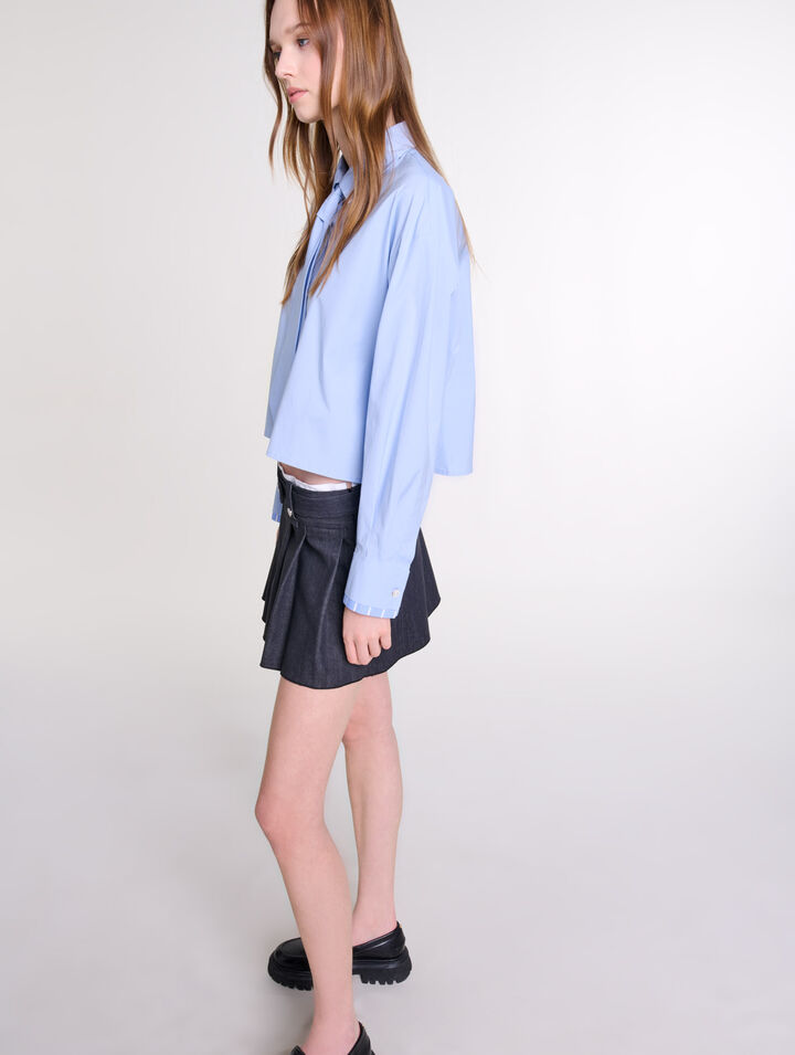 Black denim-effect mini skirt