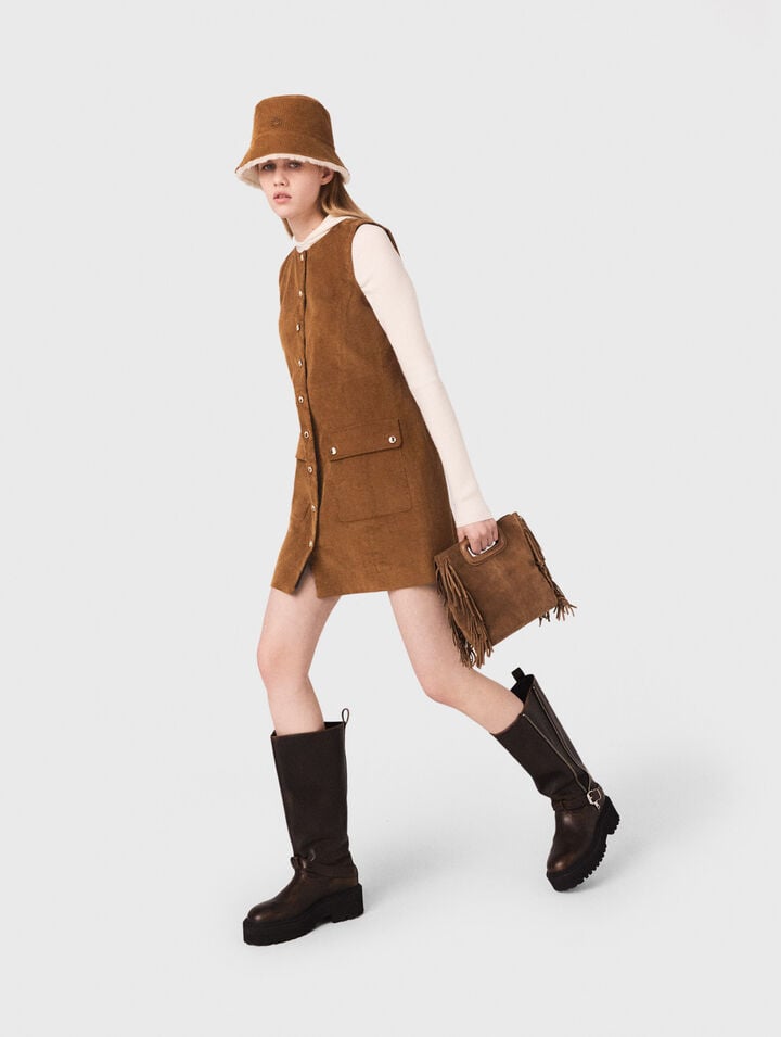 Robe courte en velours côtelé