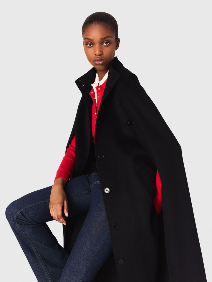 Long double-faced coat with cape