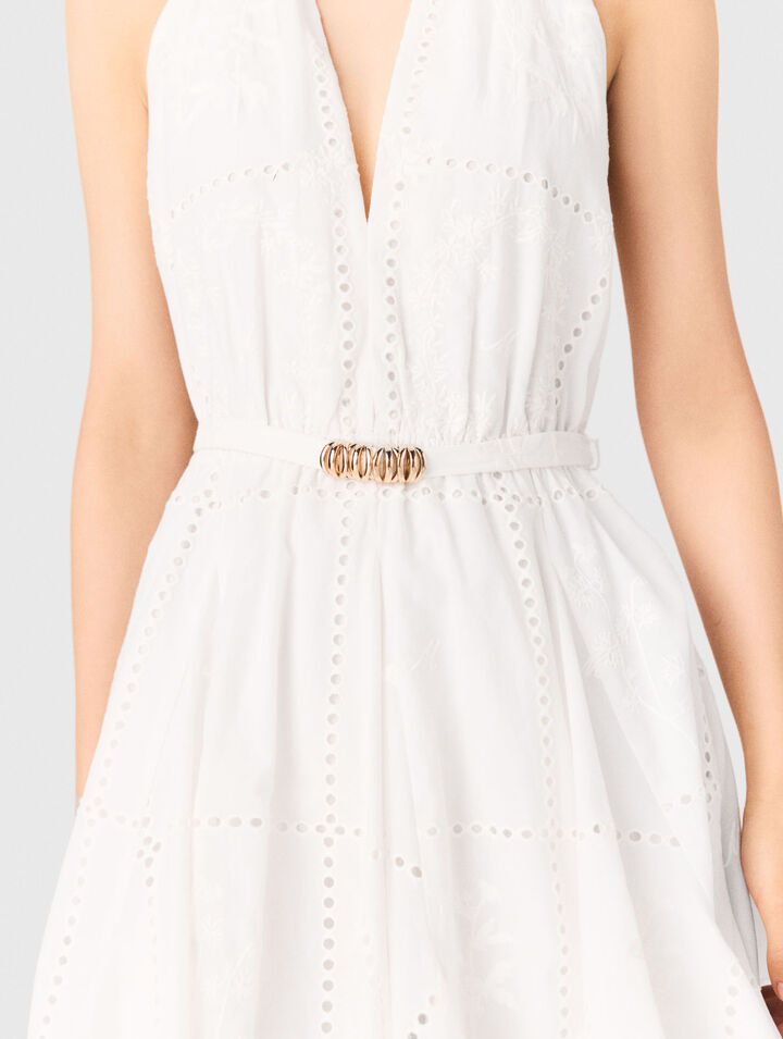 Short embroidered backless dress