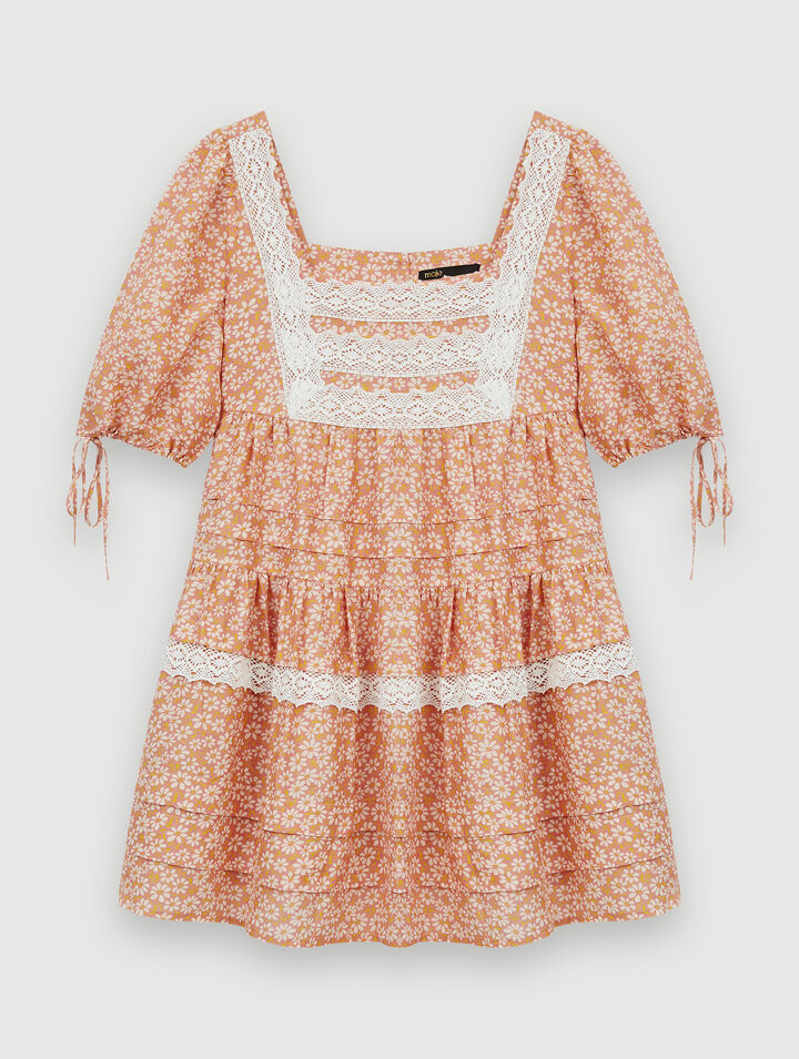 Printed lace braid dress