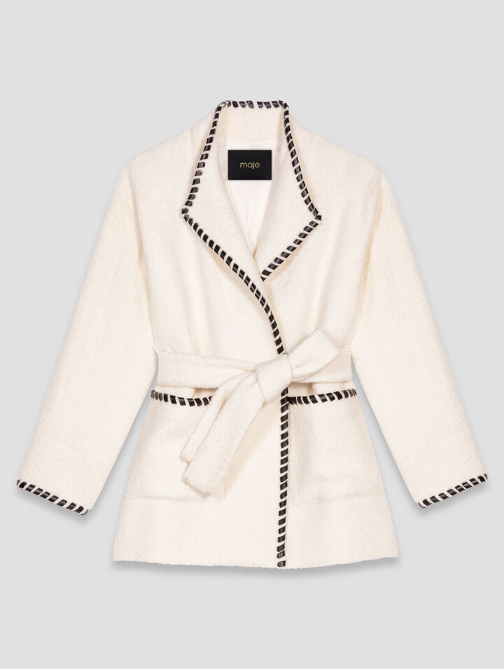 Lined coat with contrasting ribbon
