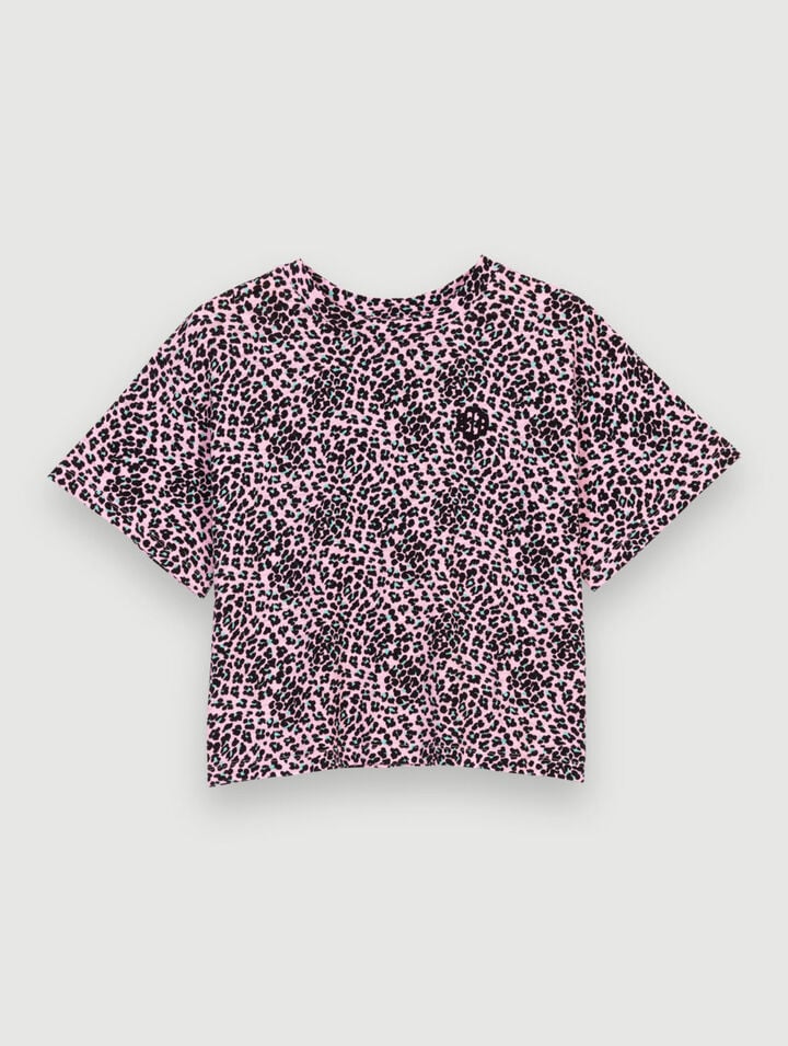 Leopard print cotton T-shirt