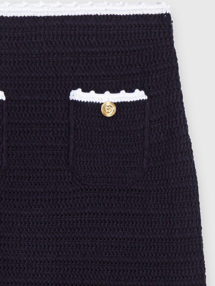 Midi skirt with crochet trim