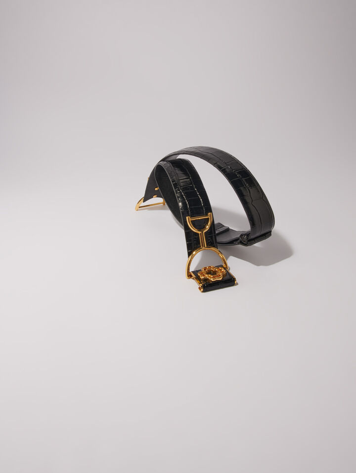 Wide smooth leather belt