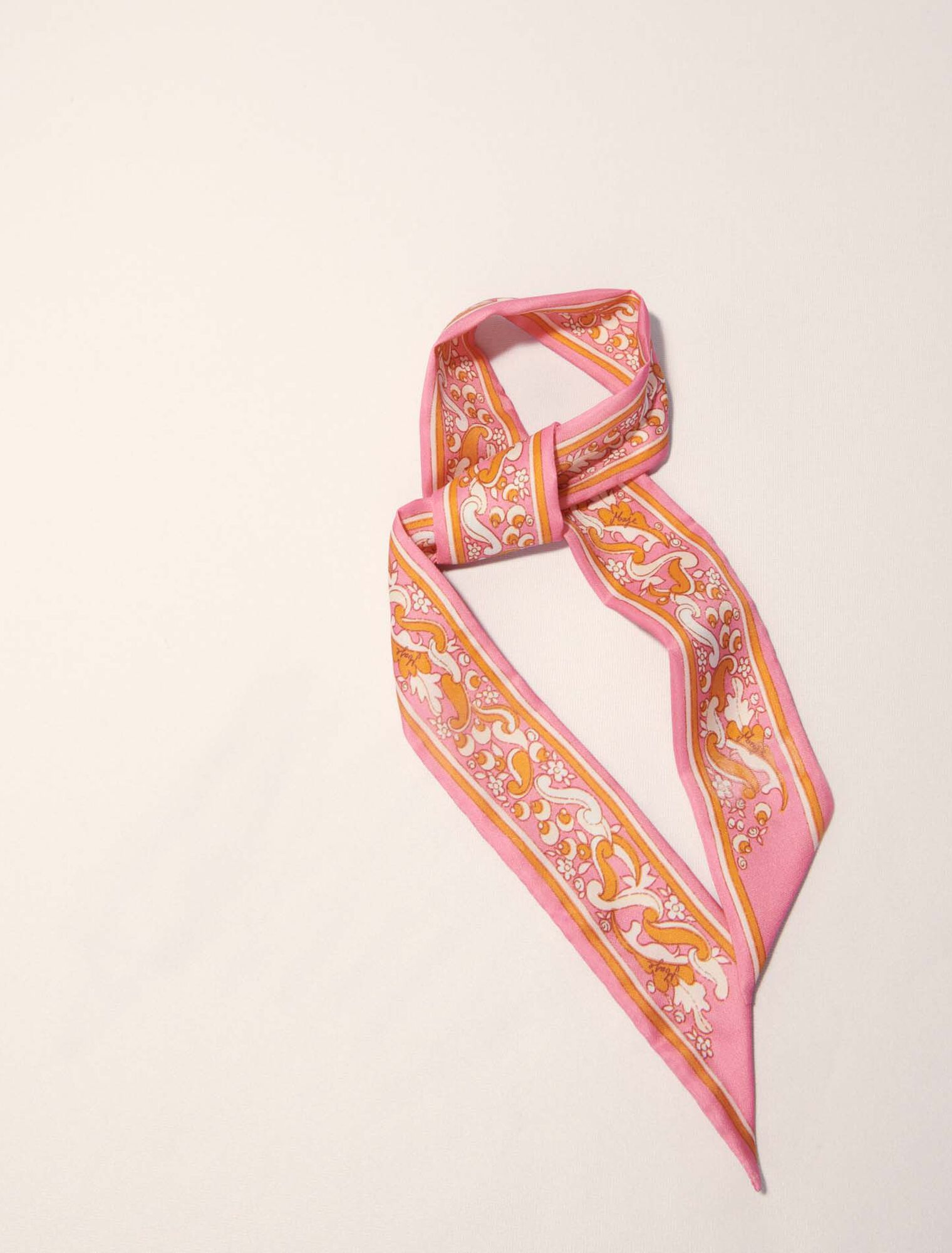 90x5cm floral motif ribbon scarf
