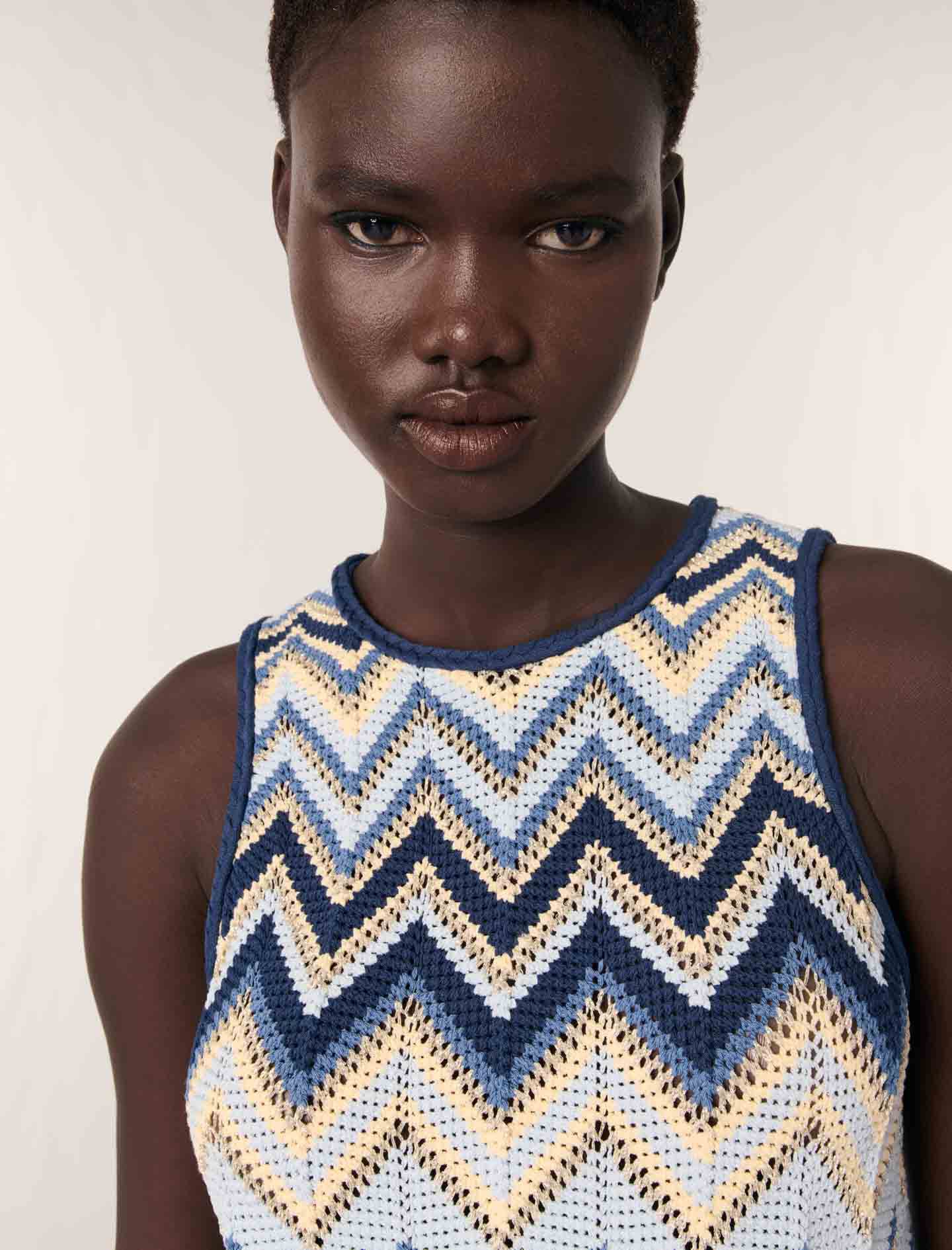 Decorative knit top green For Women | Sandro Paris