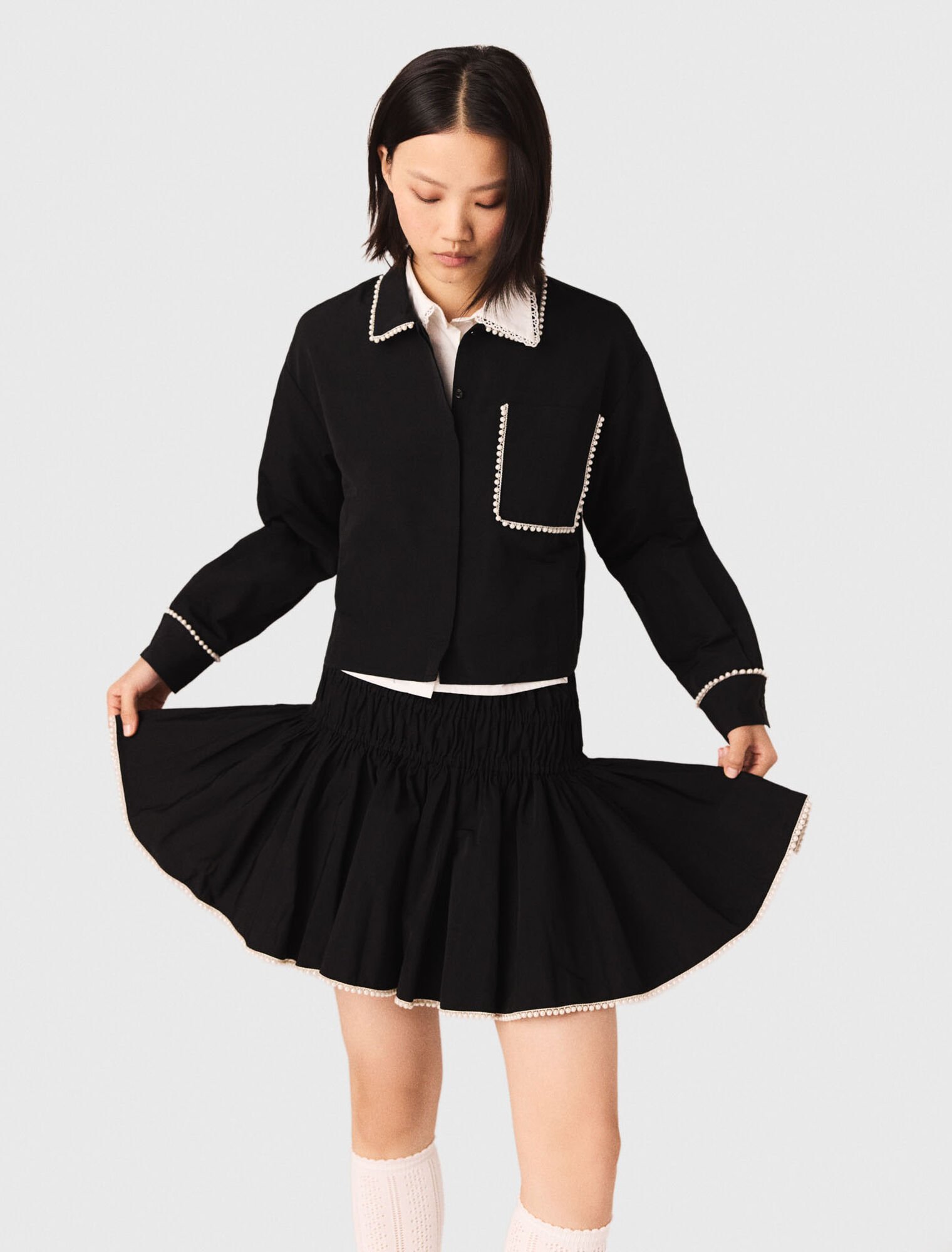 Beaded taffeta skirt