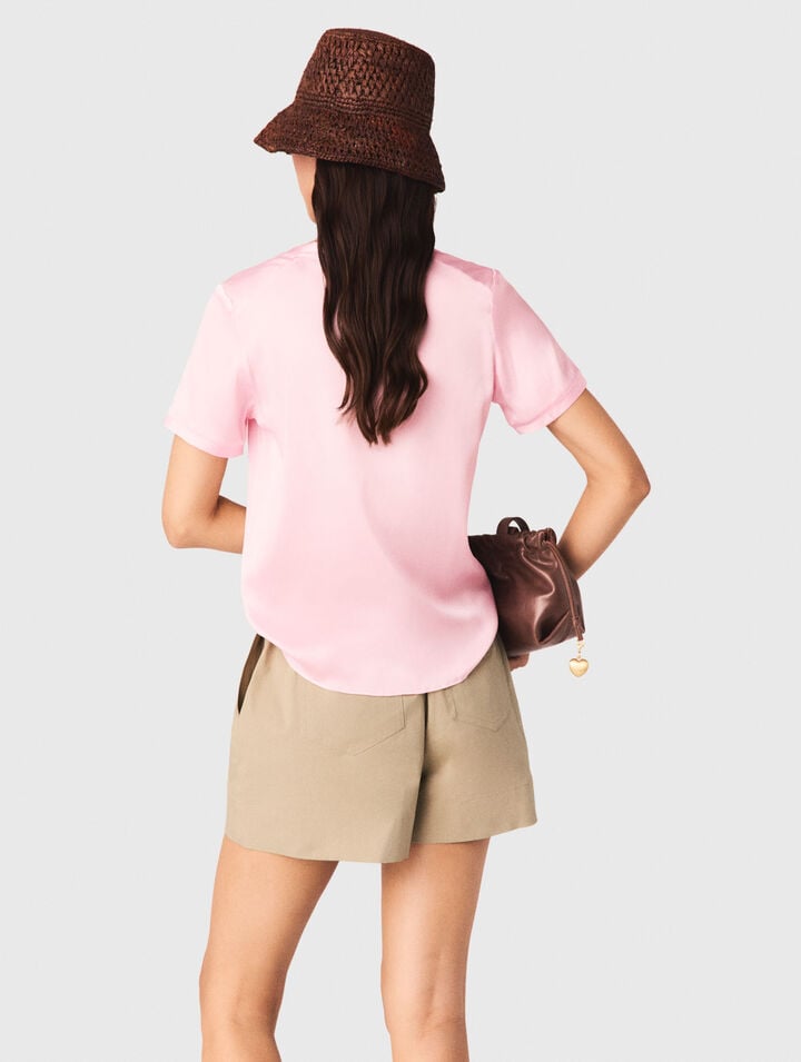 Short-sleeved silk top