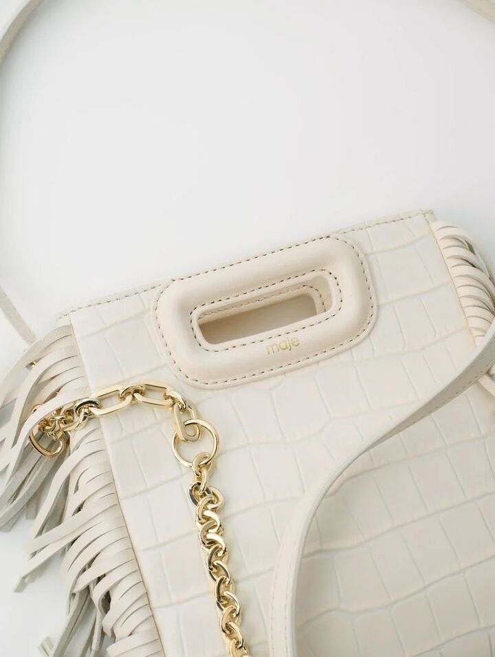 Mini embossed-leather M bag with chain
