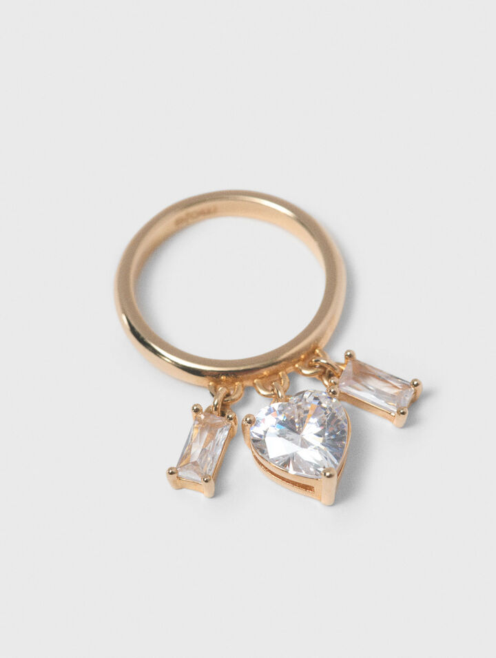 Rhinestone-jewelled gold-tone ring