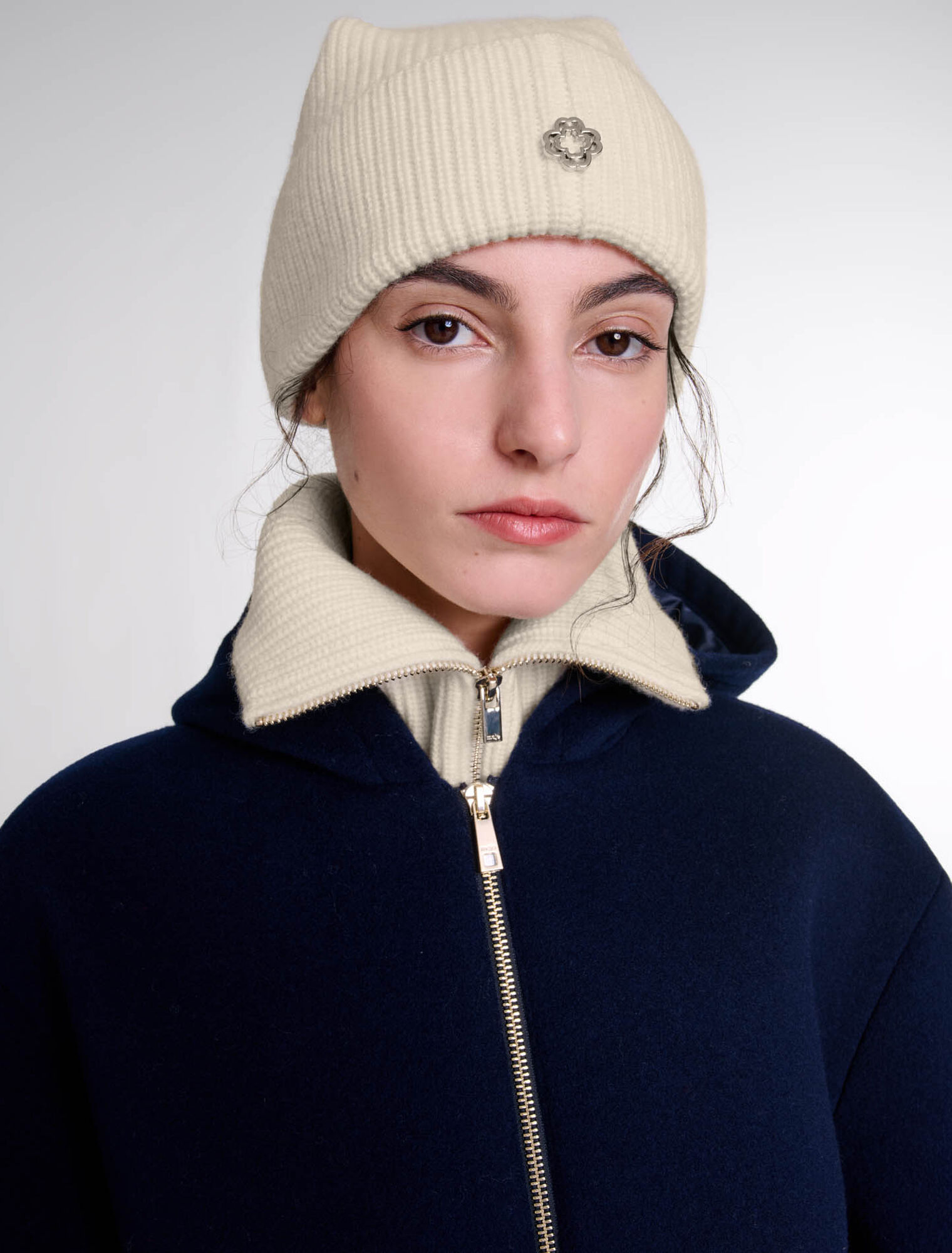 Cashmere/wool zip-up neck warmer