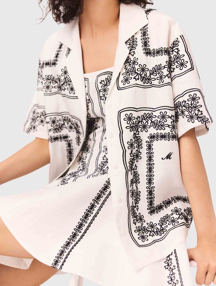 Short-sleeved embroidered shirt