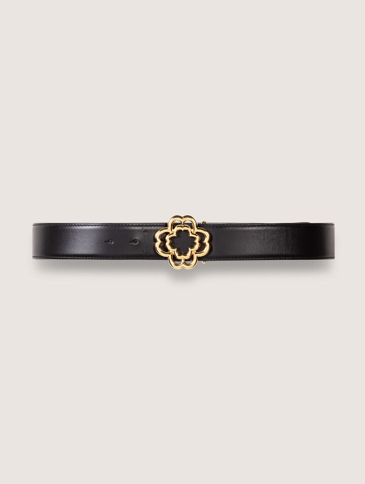 Leather belt with Clover logo