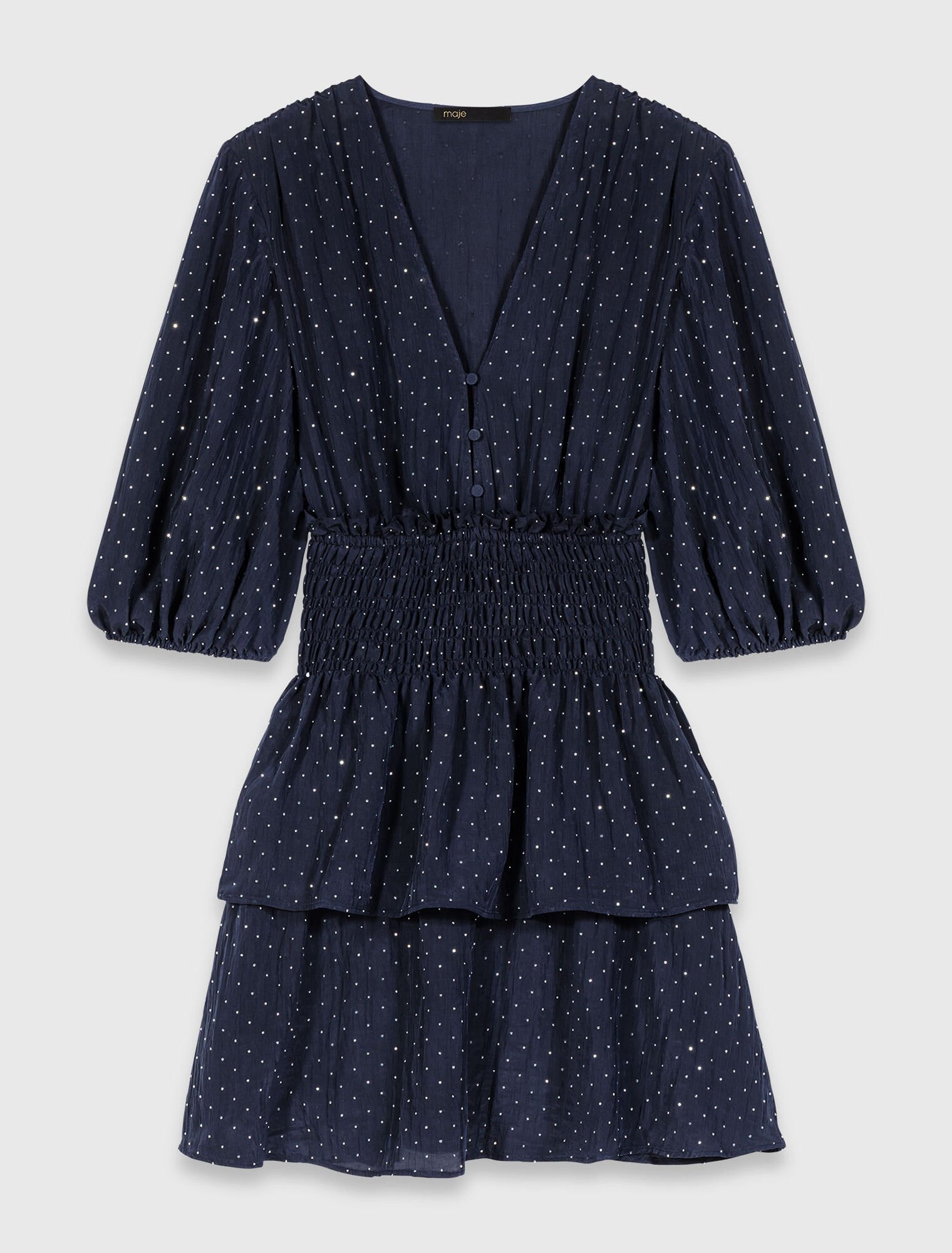 Ruffle and rhinestone dress