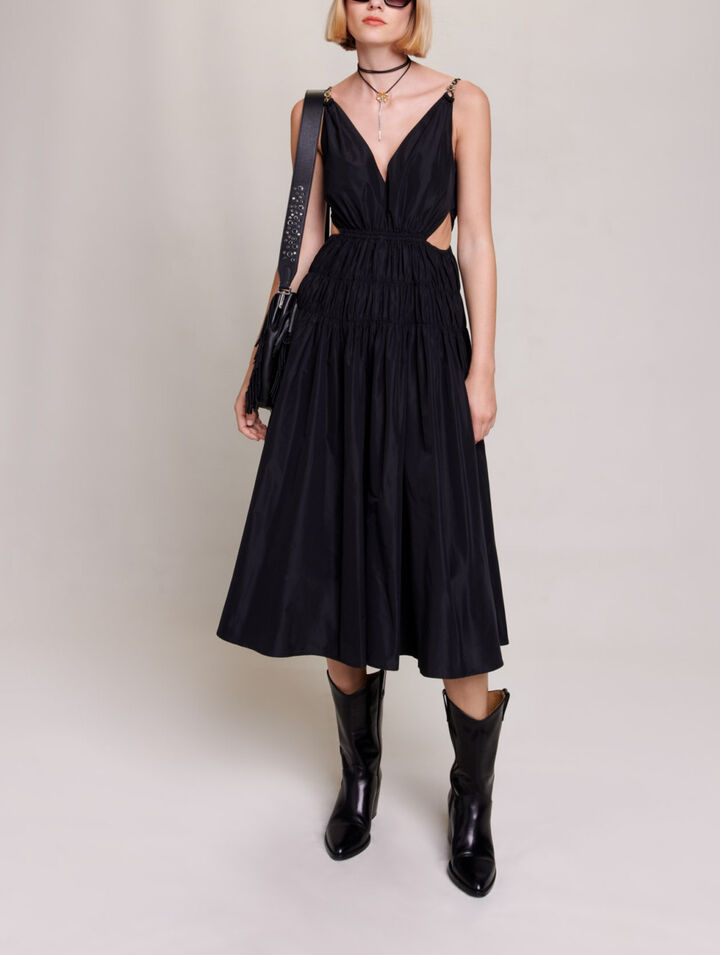 Taffeta dress with cut-out at the waist