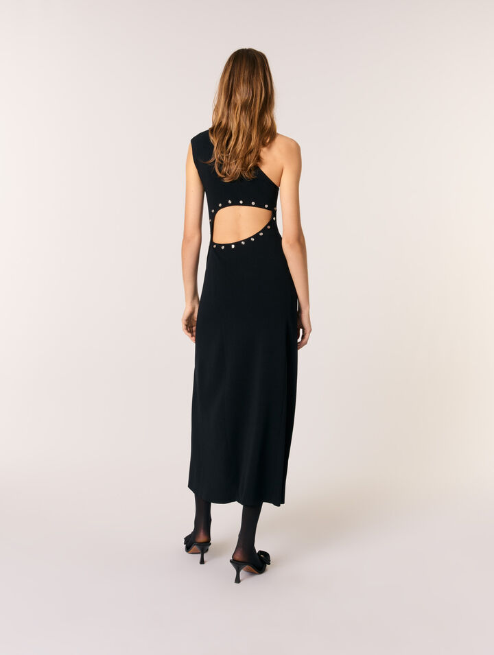 Asymmetric knit maxi dress