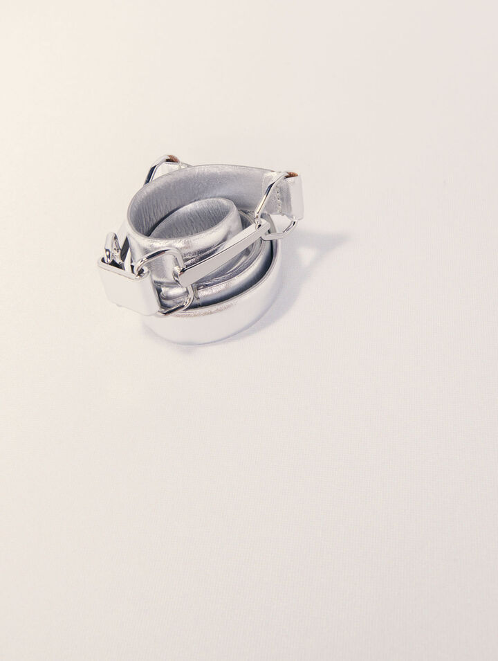 Metallic leather belt