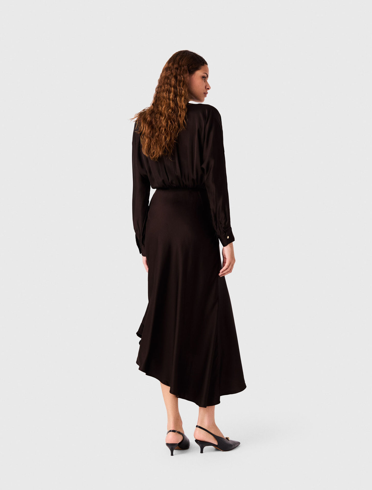 Asymmetrical satin midi dress