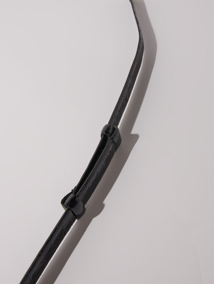 Leather belt with horse bit buckle