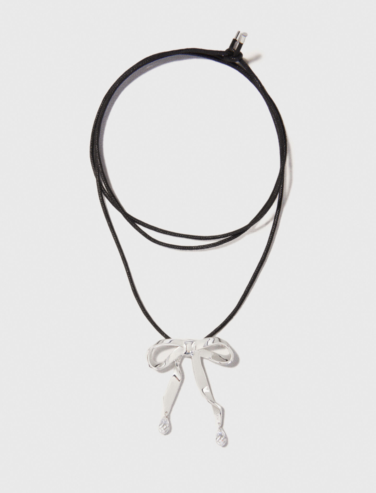 Silver bow necklace Black / Gray for Women | Maje