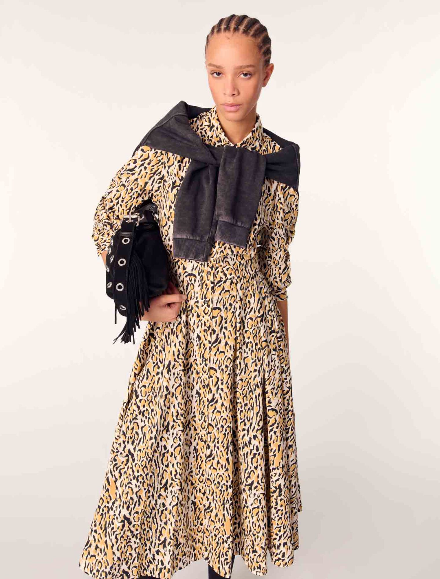 Leopard print midi dress