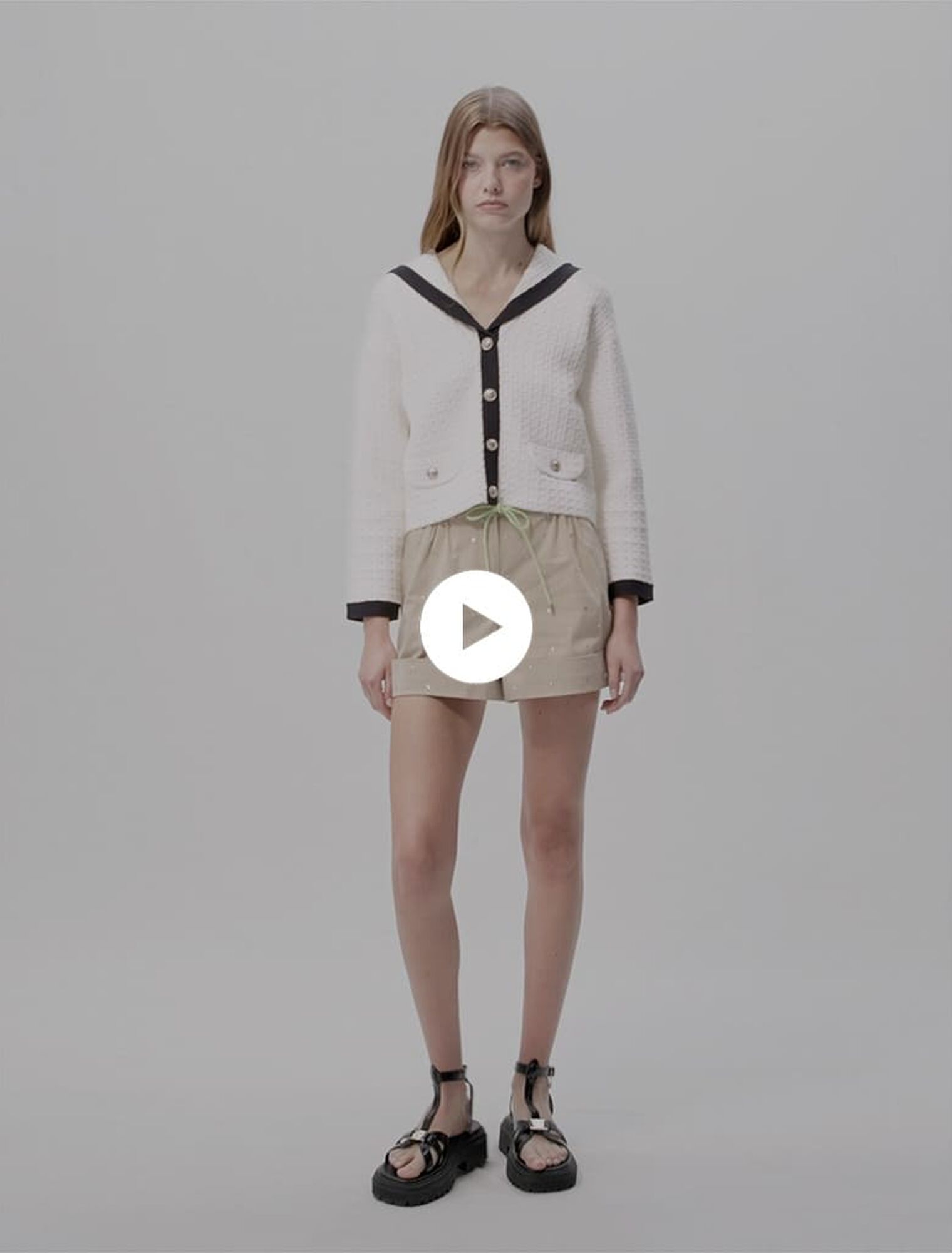 Contrast collar cardigan