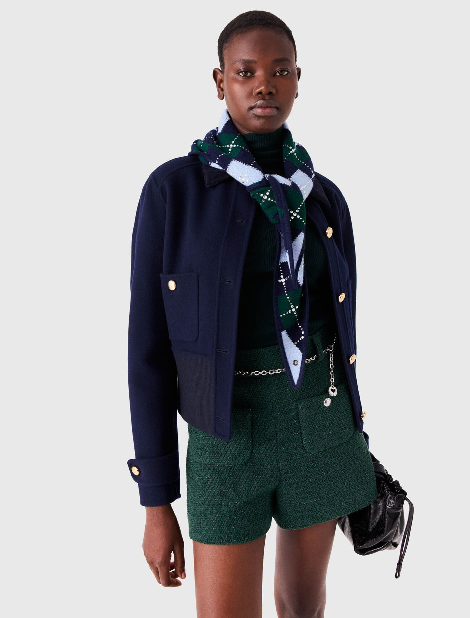 Wool argyle triangle scarf