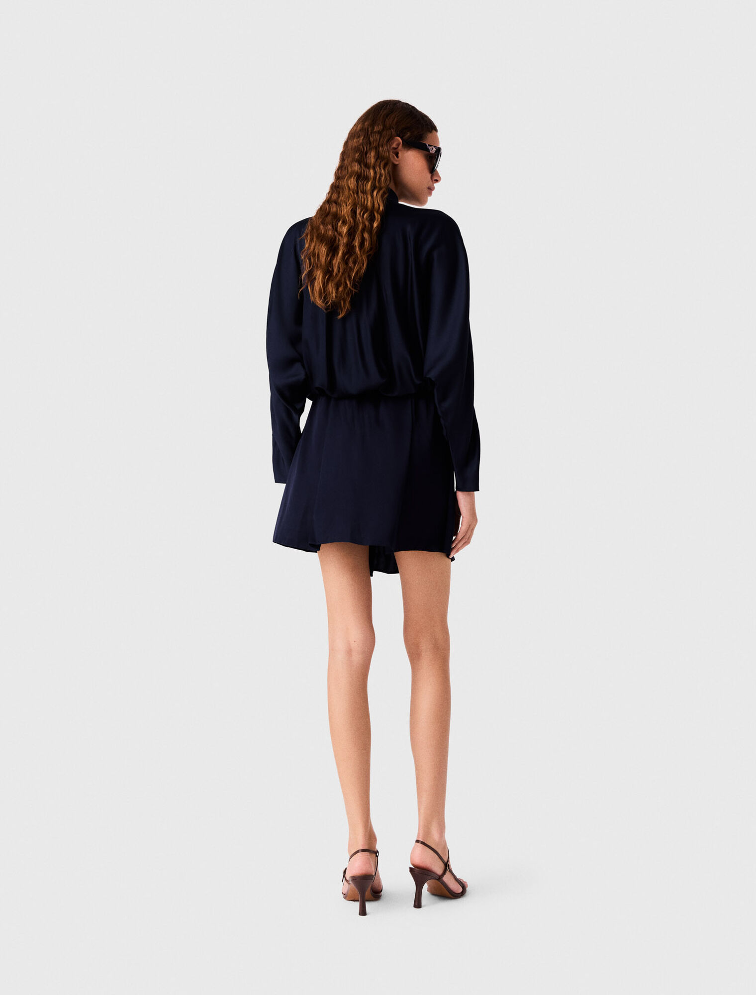 Short draped satin dress