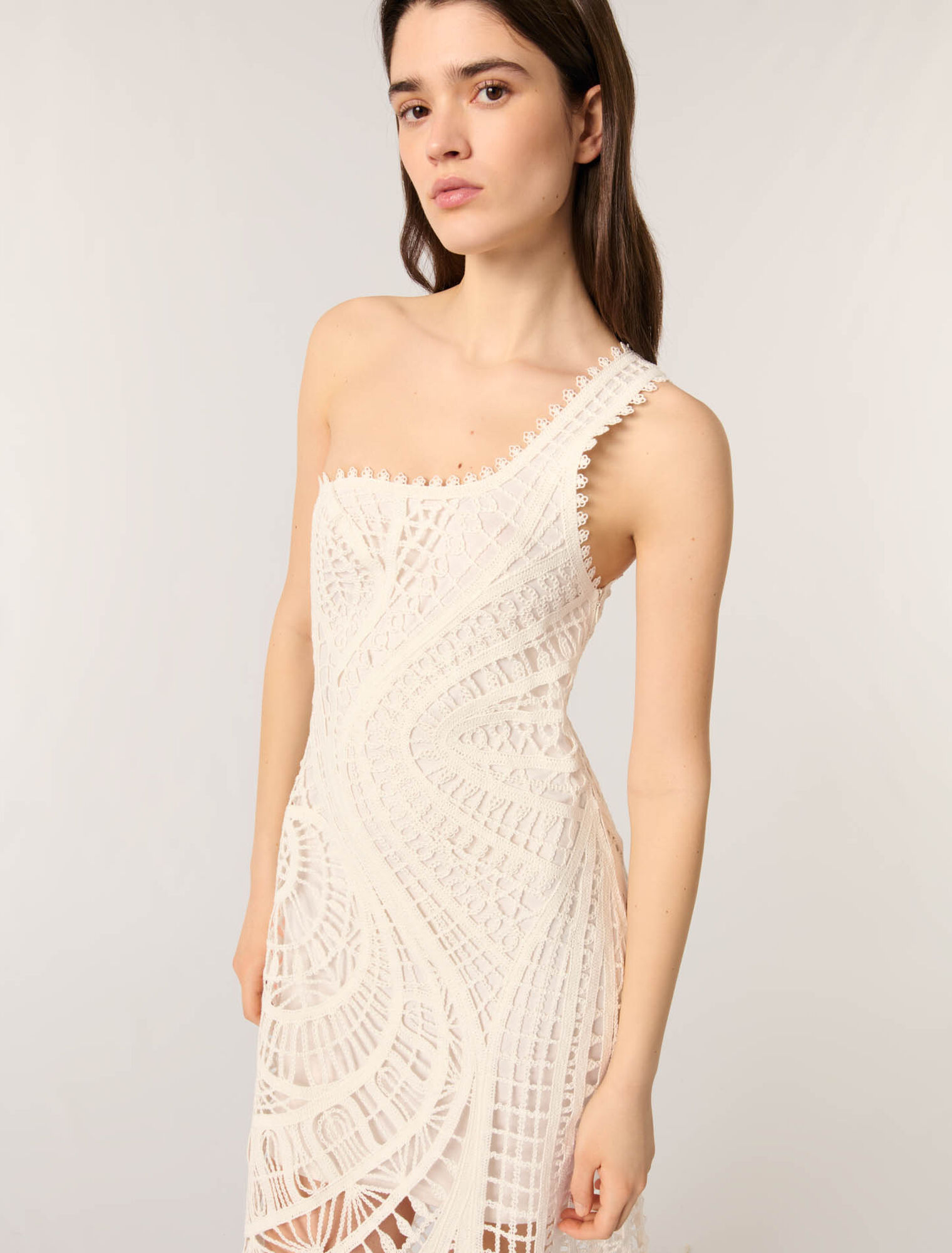Asymmetrical crochet maxi dress