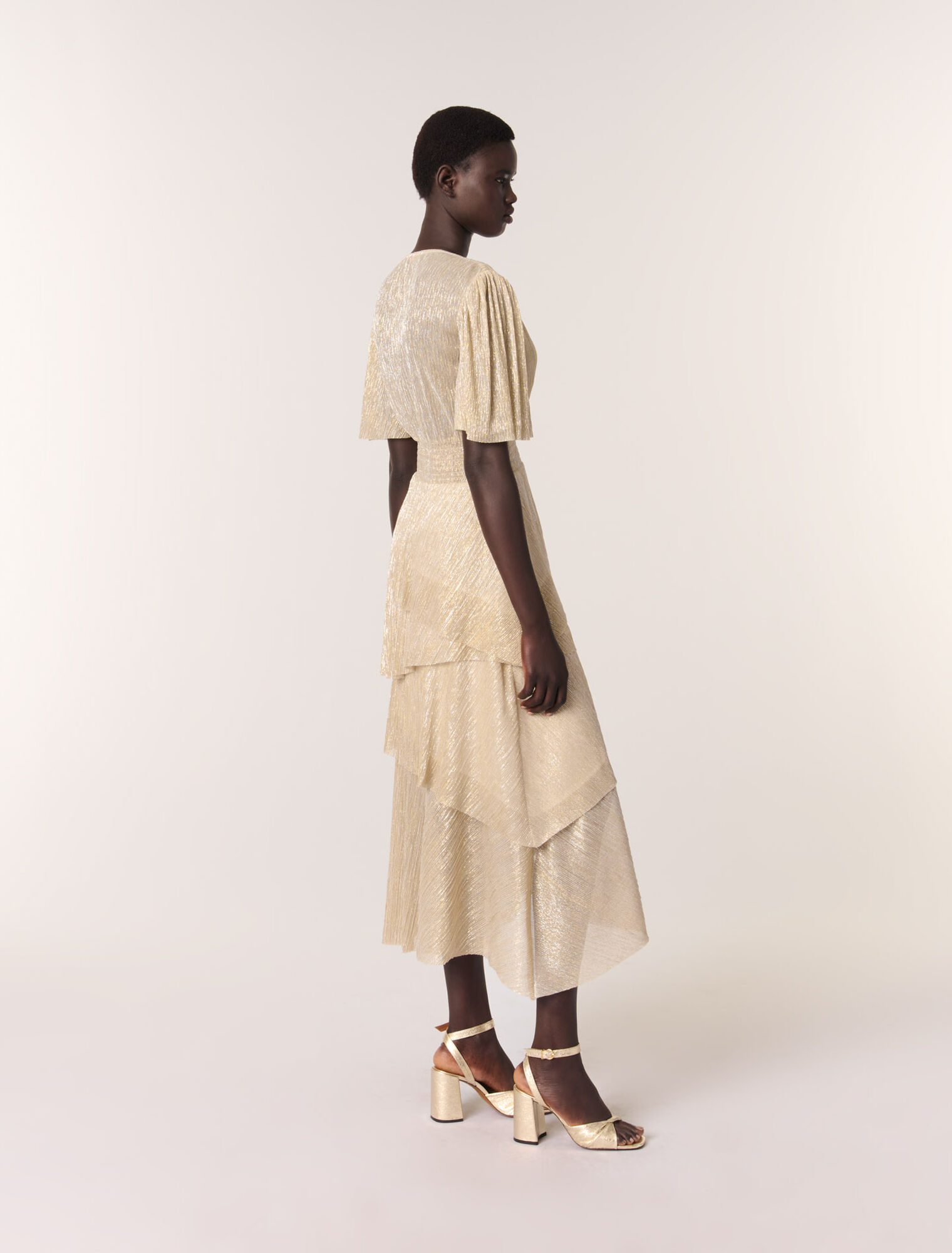 Metallic ruffled dress