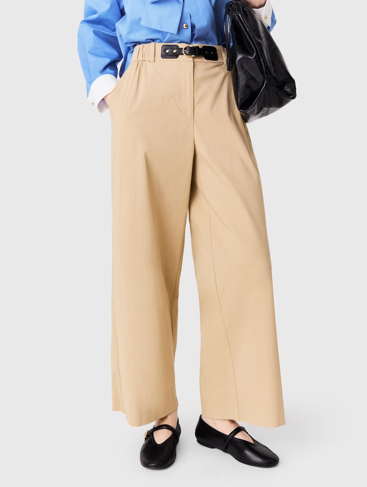 Wide-leg cotton trousers