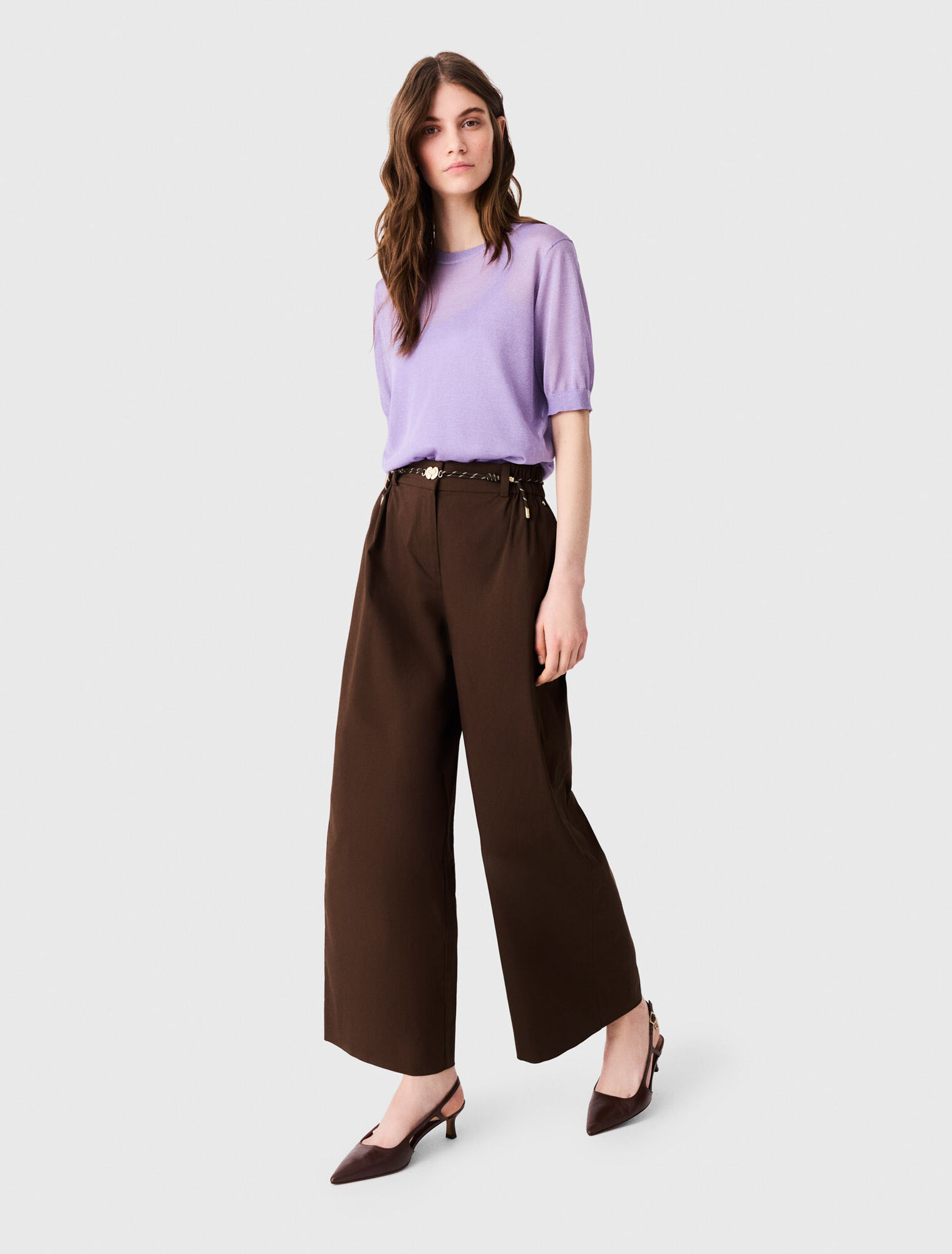 Wide-leg cotton trousers