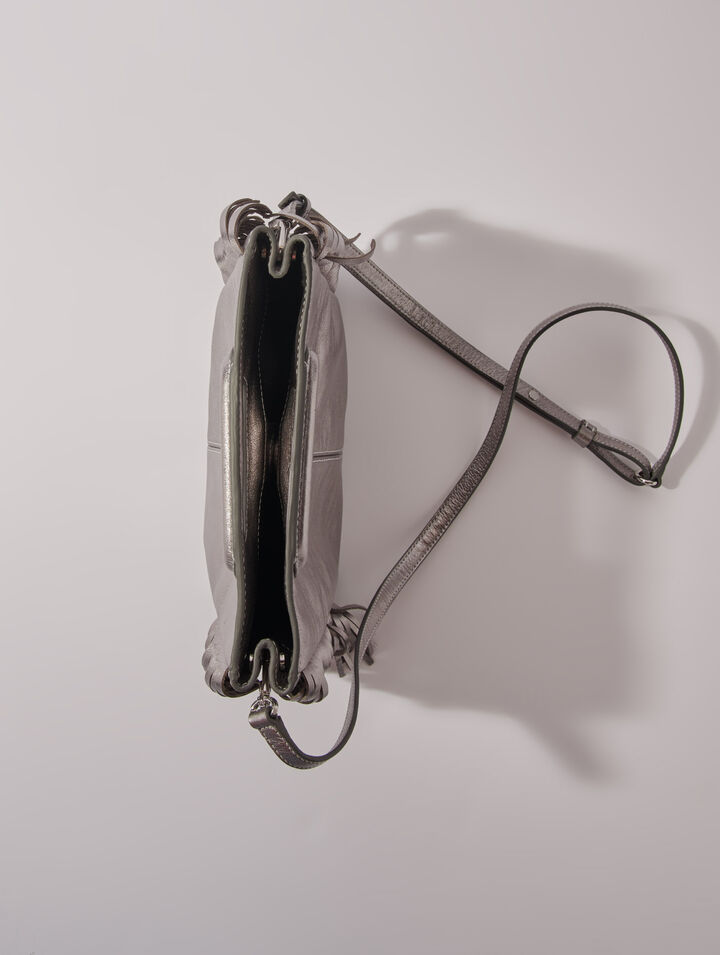 Gun metal leather M bag