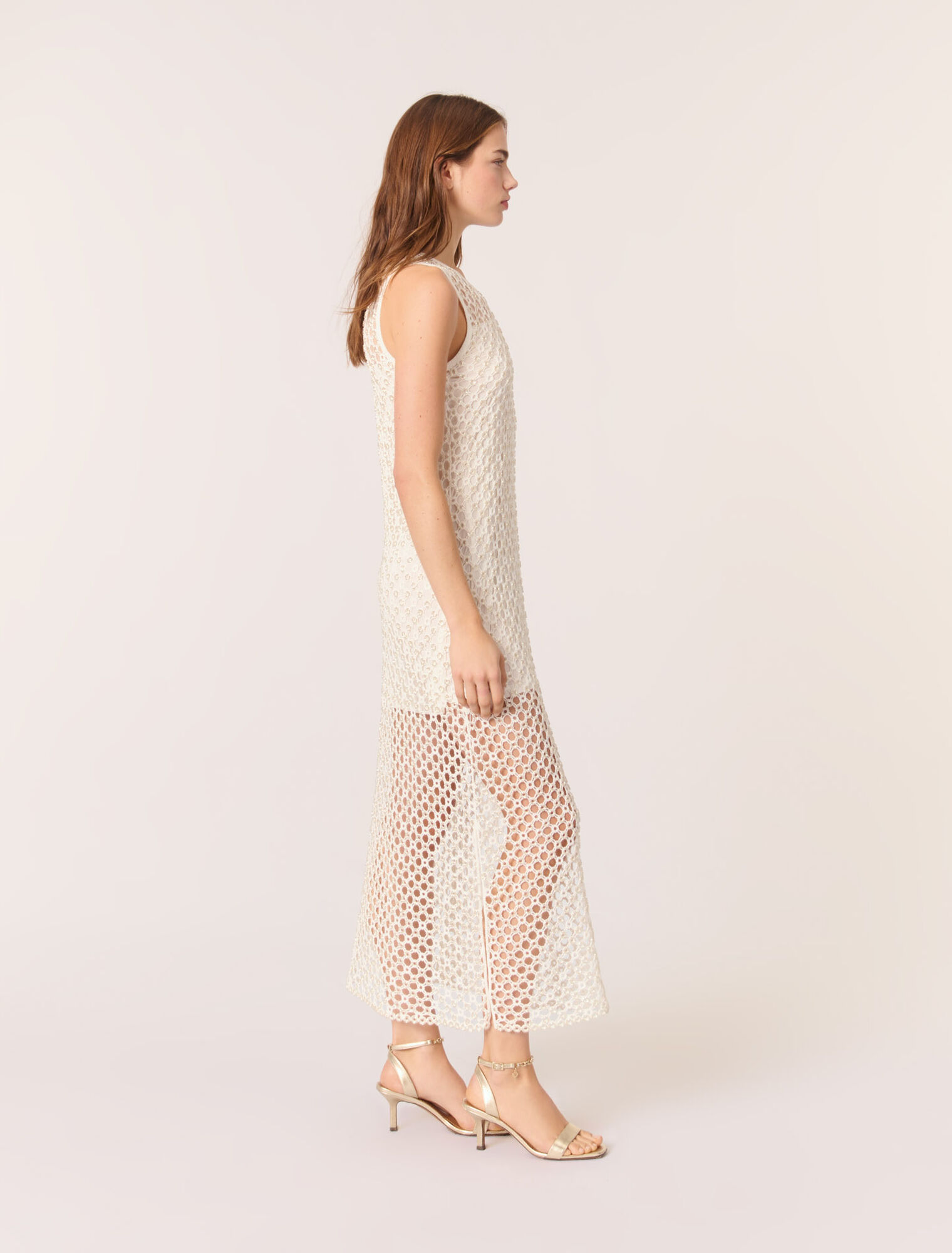 Beaded crochet maxi dress