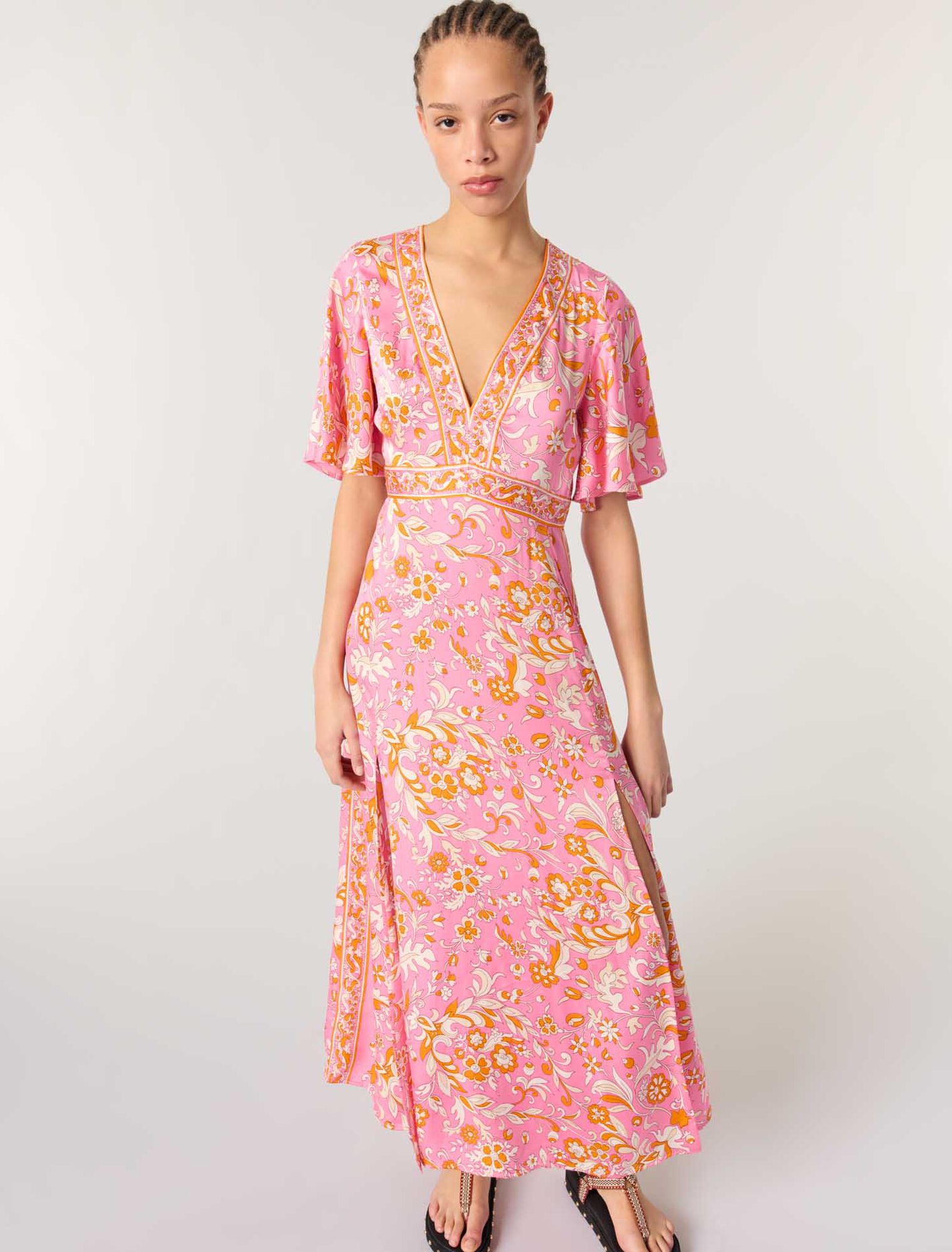 Patterned flowing maxi dress 