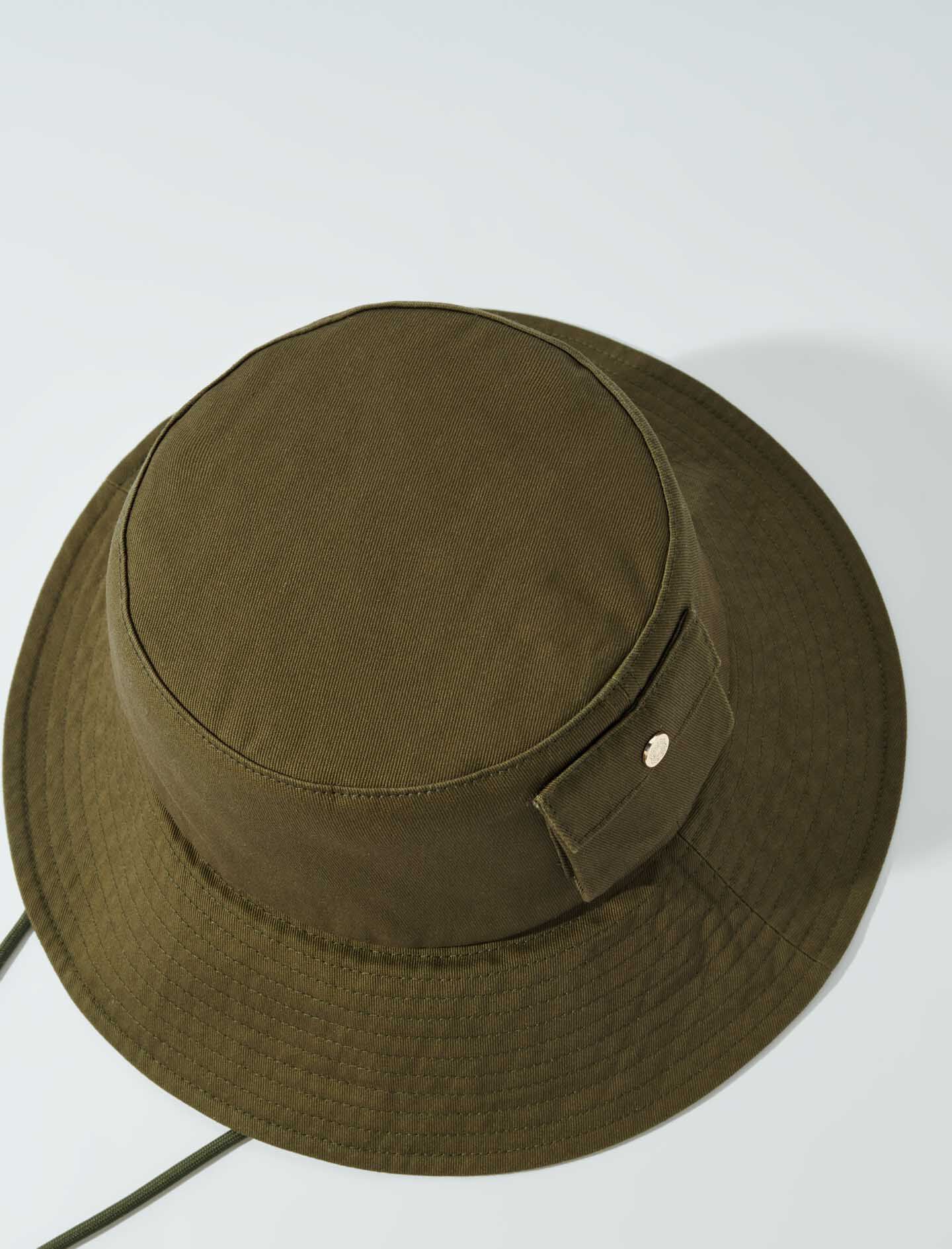 Beaded drawstring bucket hat