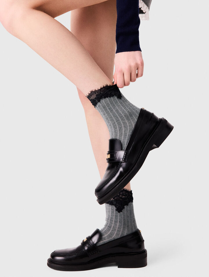 Cotton and lace socks