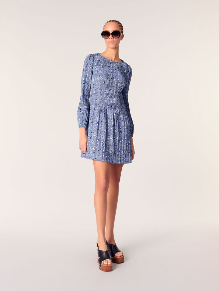 Patterned pleated dress