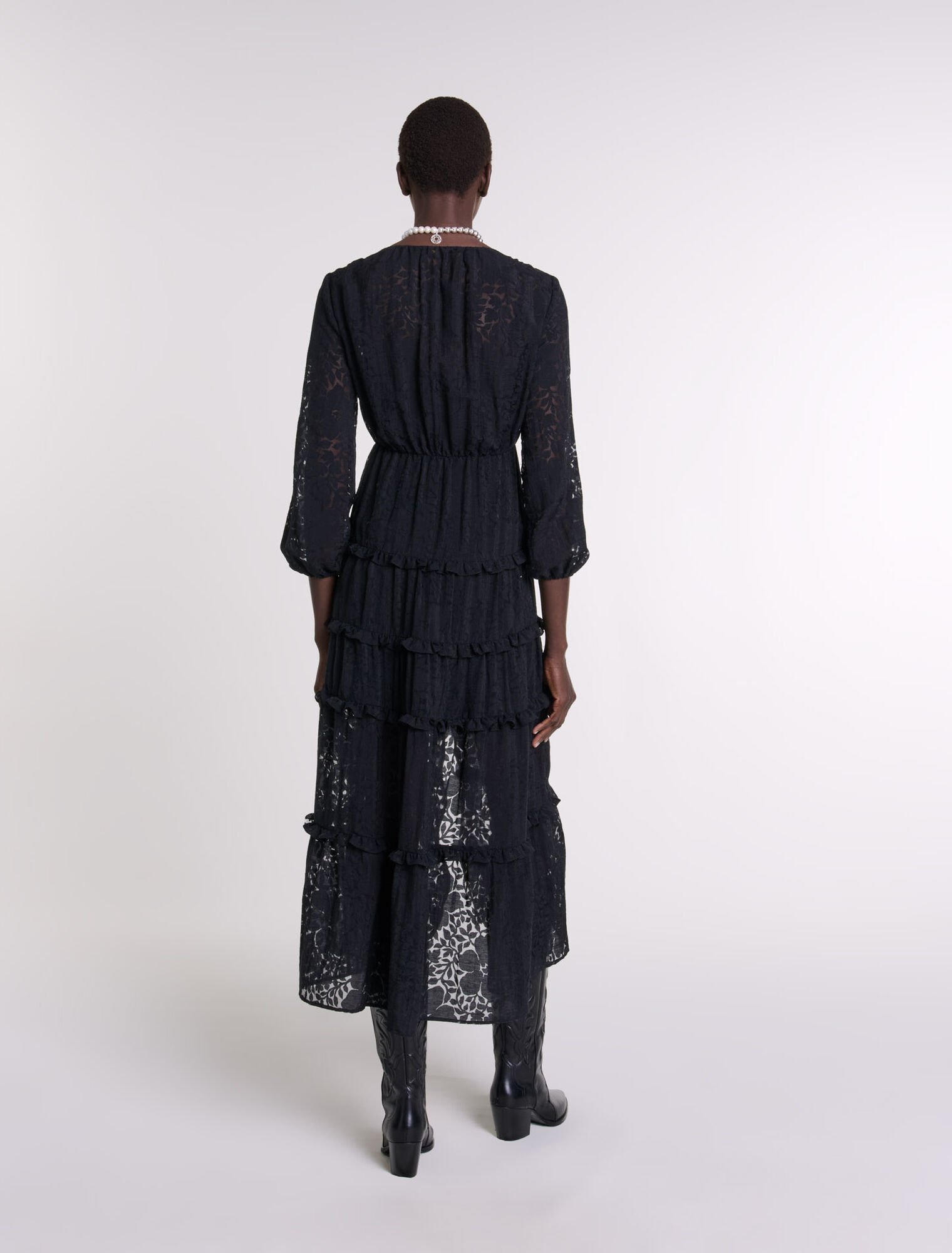 Ruffled patterned maxi dress